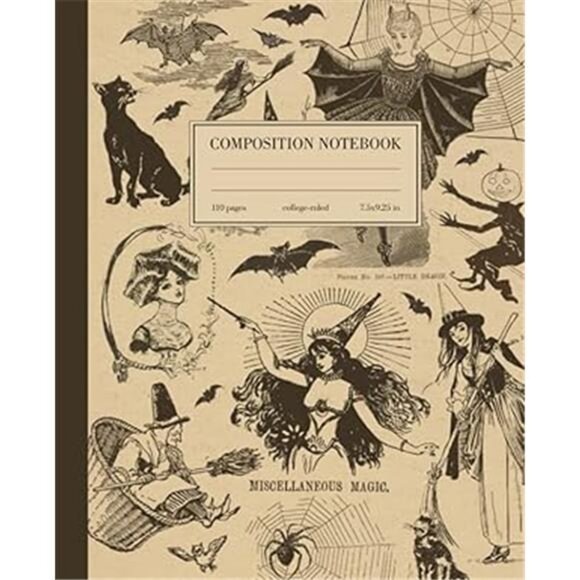 Composition Notebook College Ruled: Vintage Witch Illustration | Halloween - Picture 1 of 1
